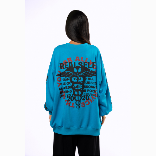 PRINTED BLUE CREWNECK UNISEX