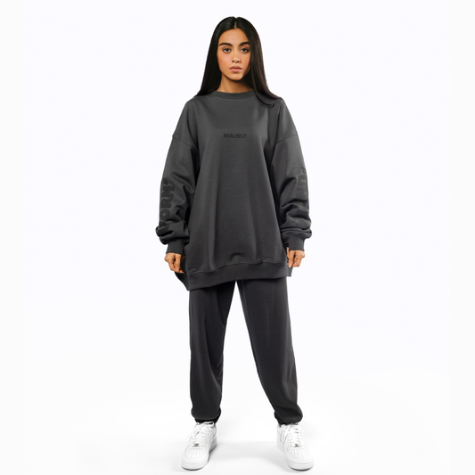 REALSELF PRINTED GRAY CREWNECK