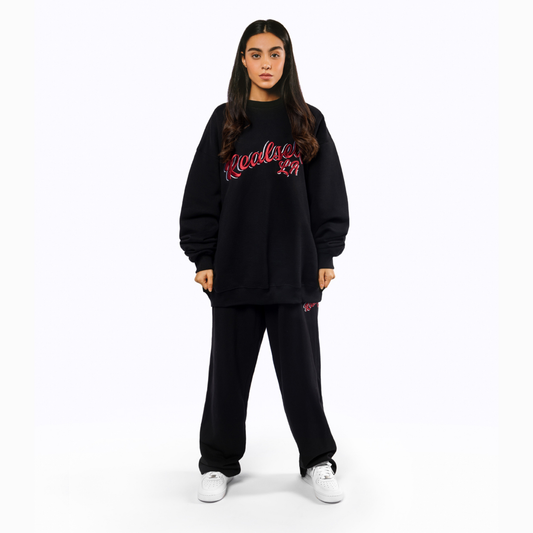 PRINTED BLACK CREWNECK OVERSIZE FIT