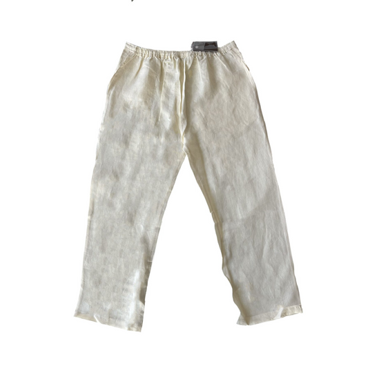 LINEN RELAXED FIT PANTS WHITE