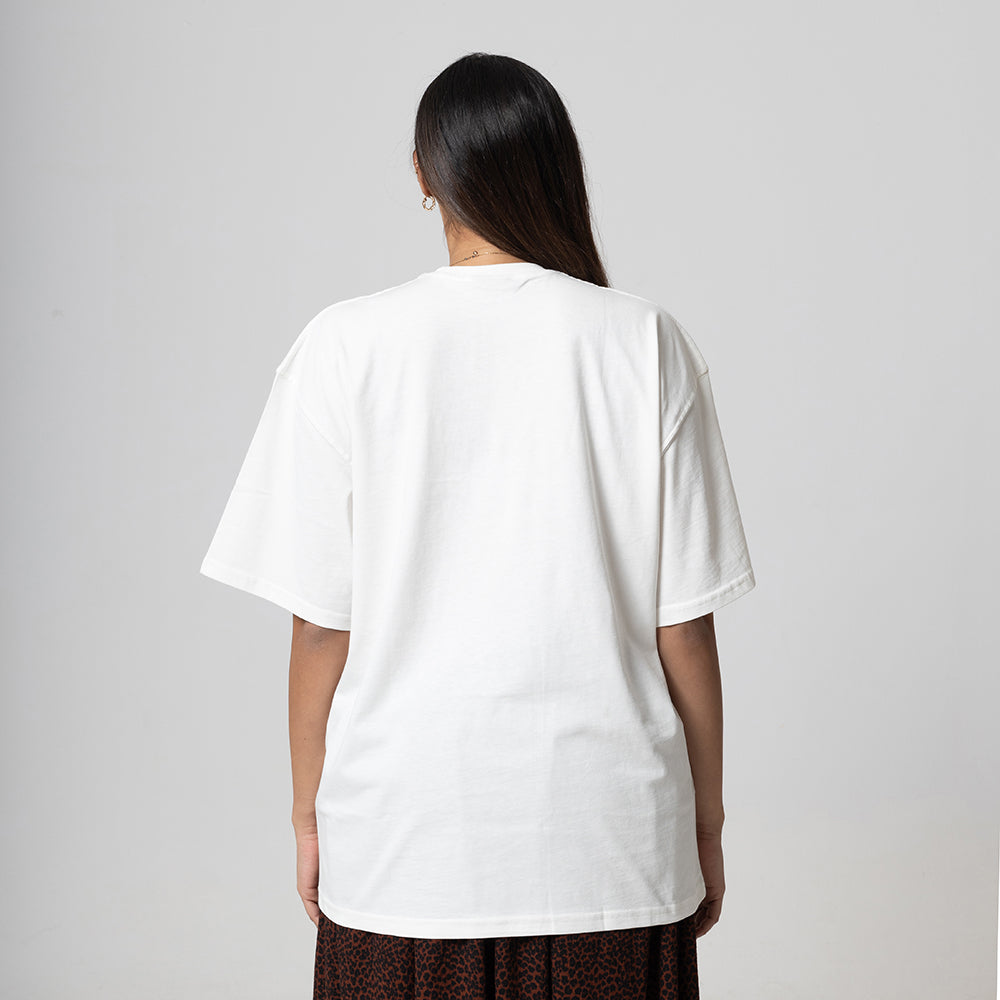 ROUND LOGO OVERSIZED WHITE T-SHIRT