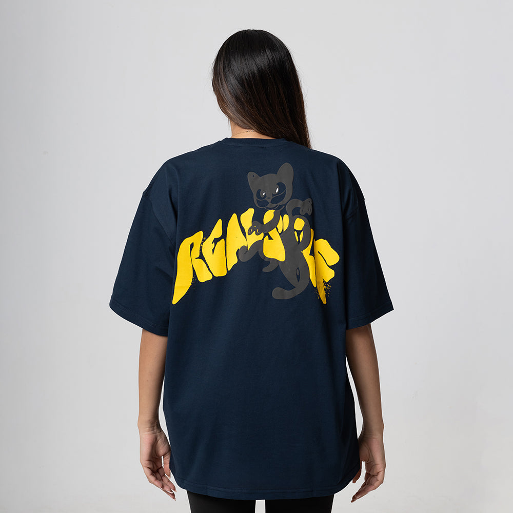 ARAB CAT BLUE WOMEN OVERSIZED T-SHIRT