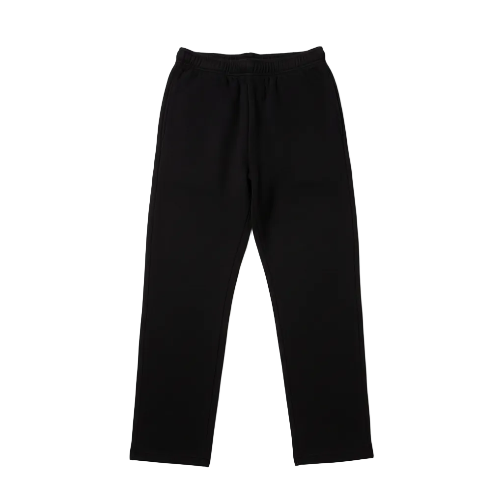 REALSELF EMBROIDERY LOGO WIDE LEG BLACK JOGGING PANTS