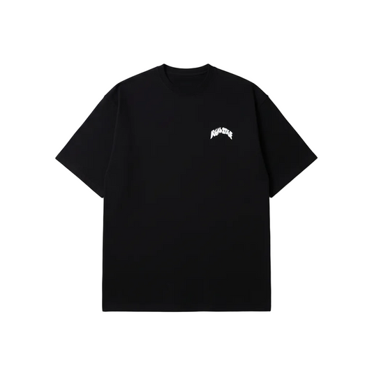 ROUND LOGO OVERSIZED BLACK T-SHIRT