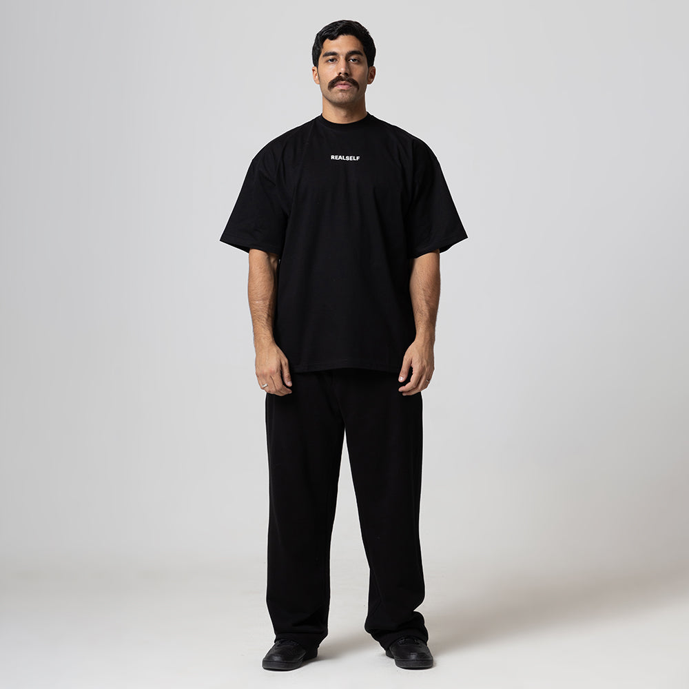 REALSELF LOGO OVERSIZED BLACK T-SHIRTS