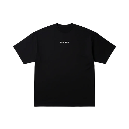REALSELF LOGO OVERSIZED BLACK T-SHIRTS