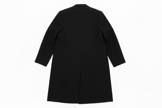 Black Boxy Oversized Double-Breasted Crepe Blazer Coat