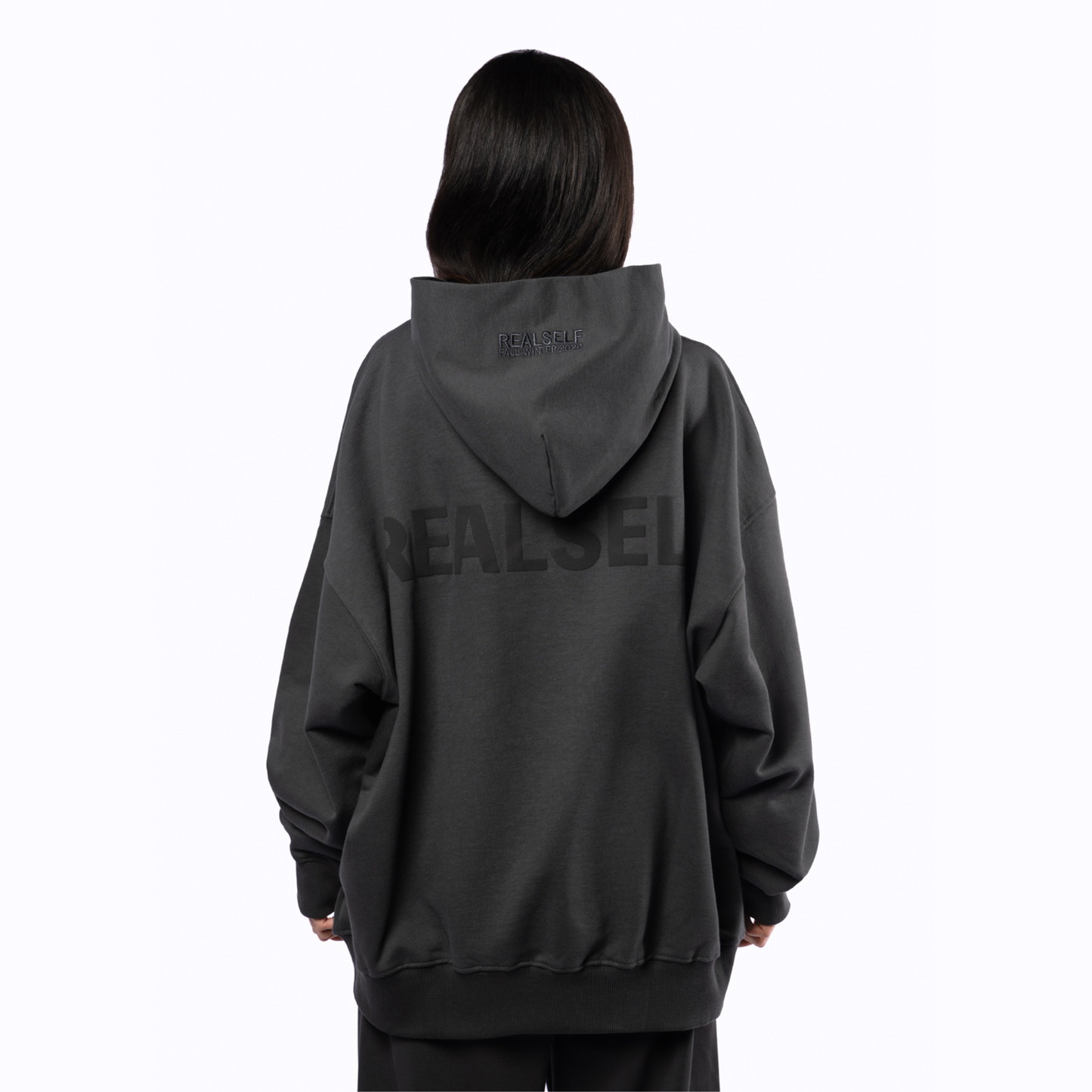 REALSELF PRINTED GRAY HOODIE