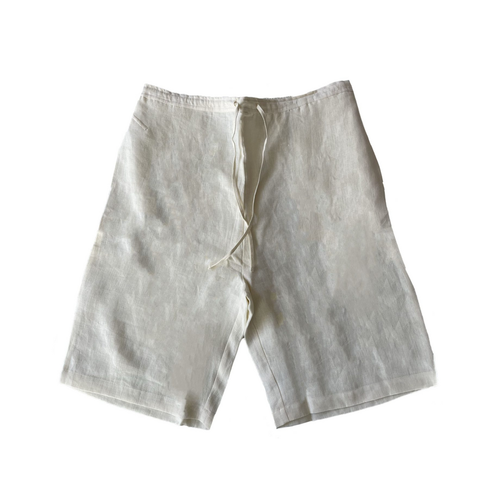 Off White LINEN RELAXED FIT SHORTS