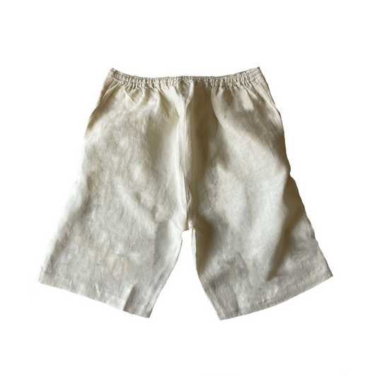 Off White LINEN RELAXED FIT SHORTS