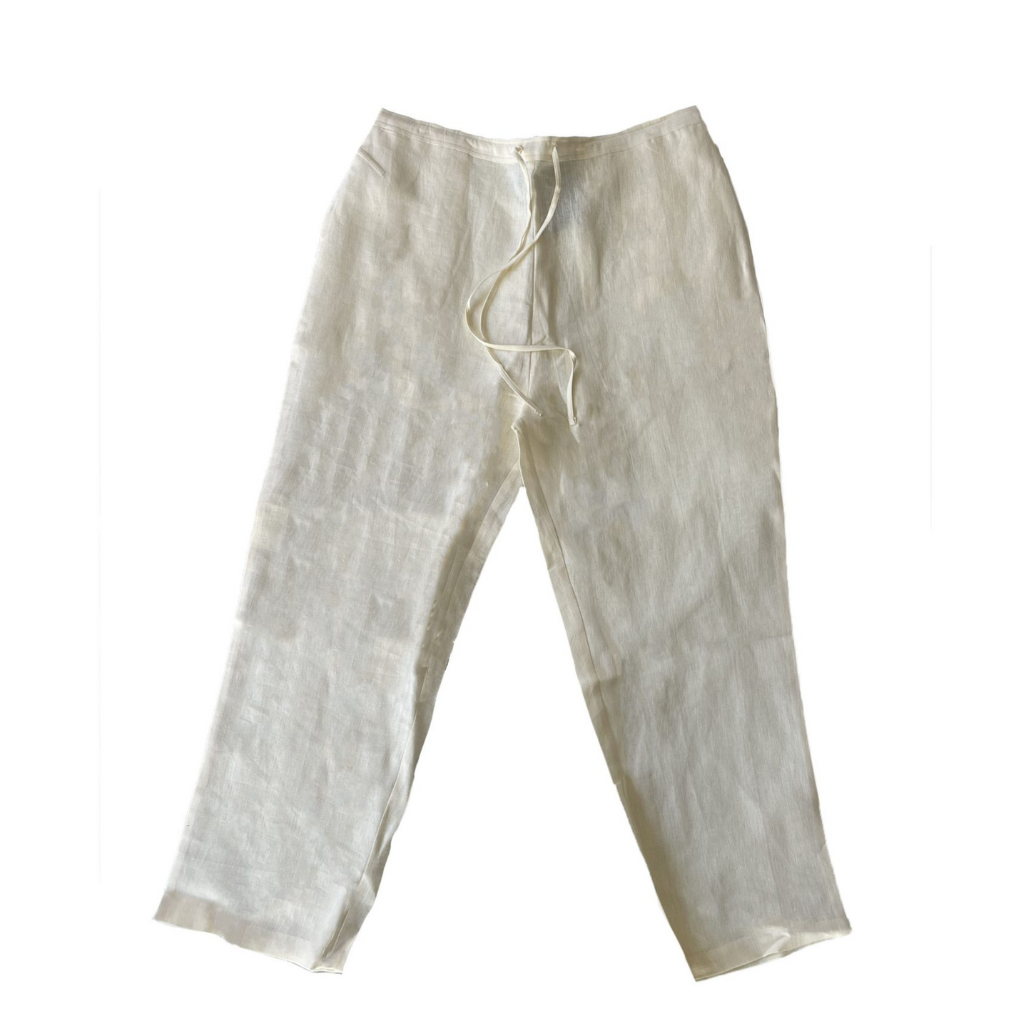 LINEN RELAXED FIT PANTS WHITE