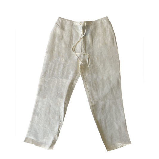 LINEN RELAXED FIT PANTS WHITE
