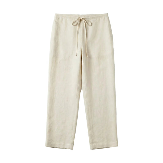 LINEN RELAXED FIT PANTS WHITE