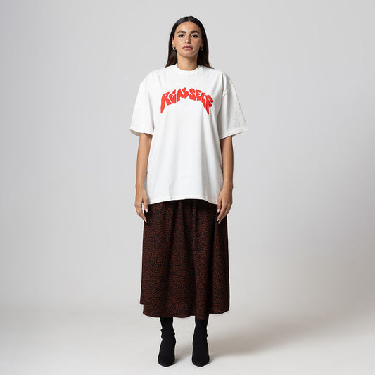 ROUND LOGO OVERSIZED WHITE T-SHIRT