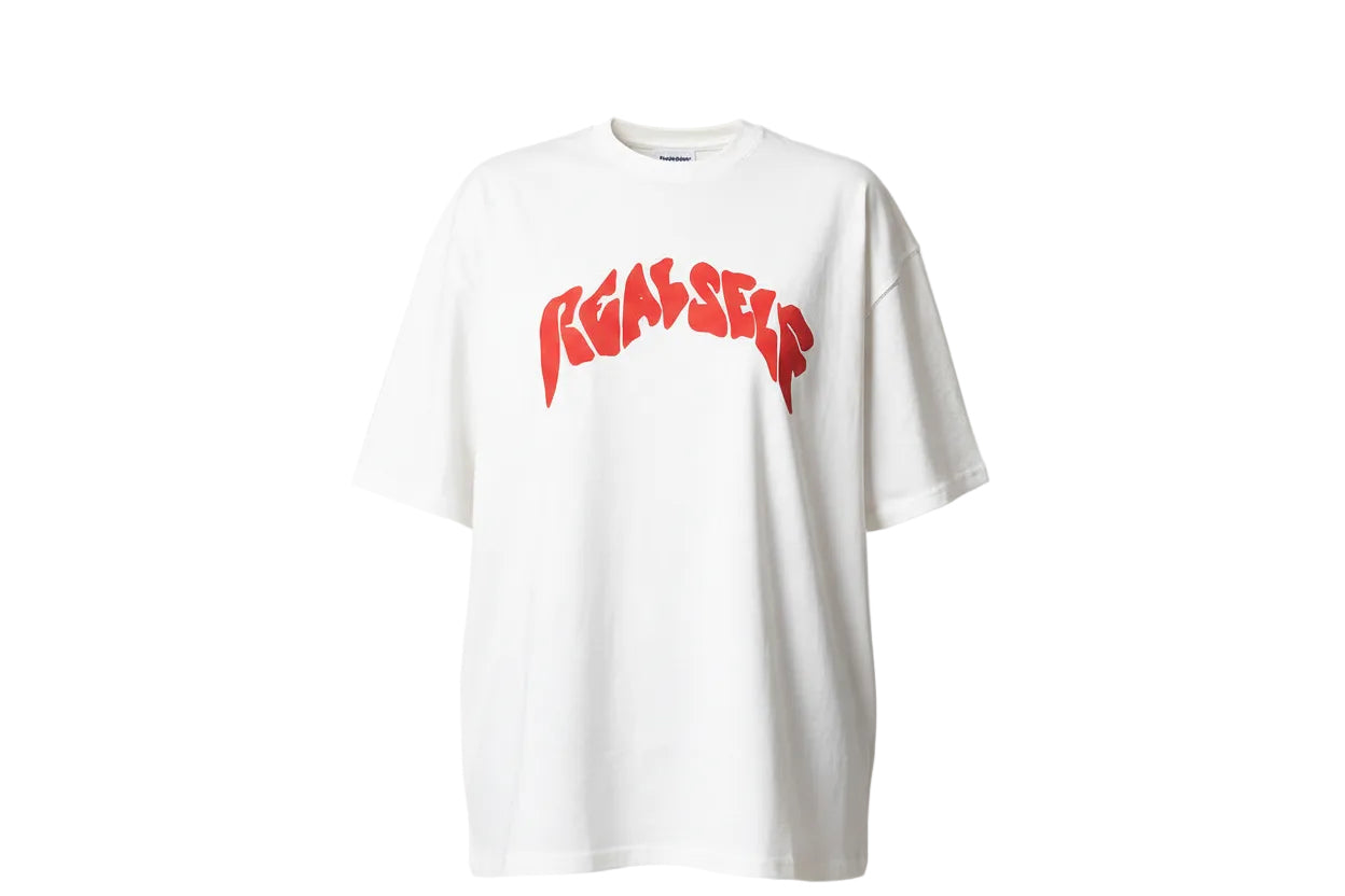 ROUND LOGO OVERSIZED WHITE T-SHIRT