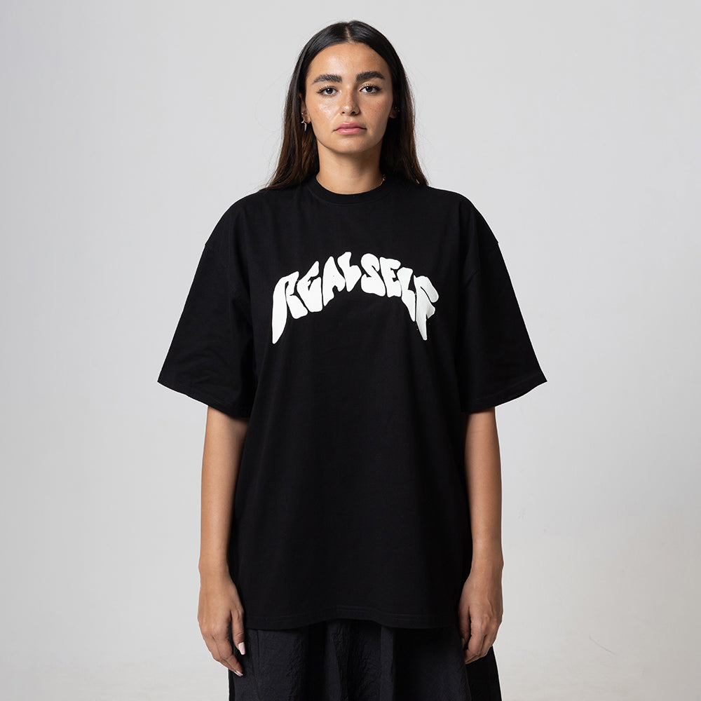 ROUND LOGO BLACK OVERSIZED T-SHIRT