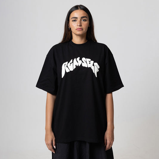 ROUND LOGO BLACK OVERSIZED T-SHIRT