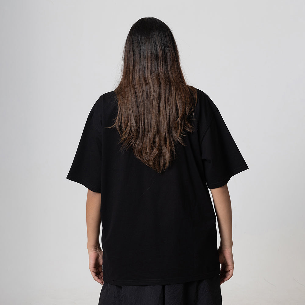 ROUND LOGO BLACK OVERSIZED T-SHIRT