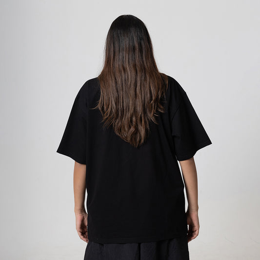 ROUND LOGO BLACK OVERSIZED T-SHIRT