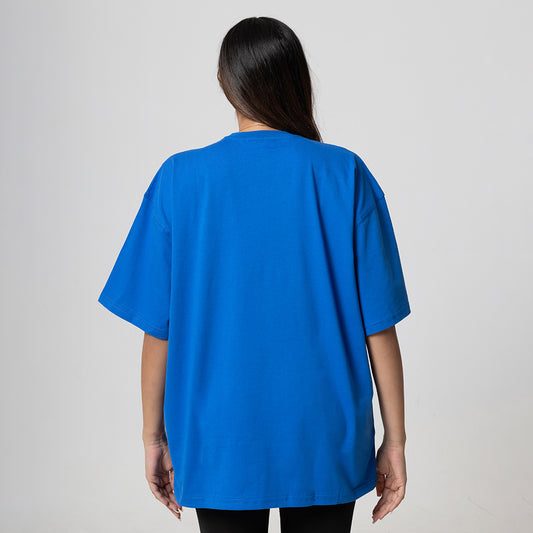 LOGO OVERSIZED LIGHT BLUE WOMEN T-SHIRT