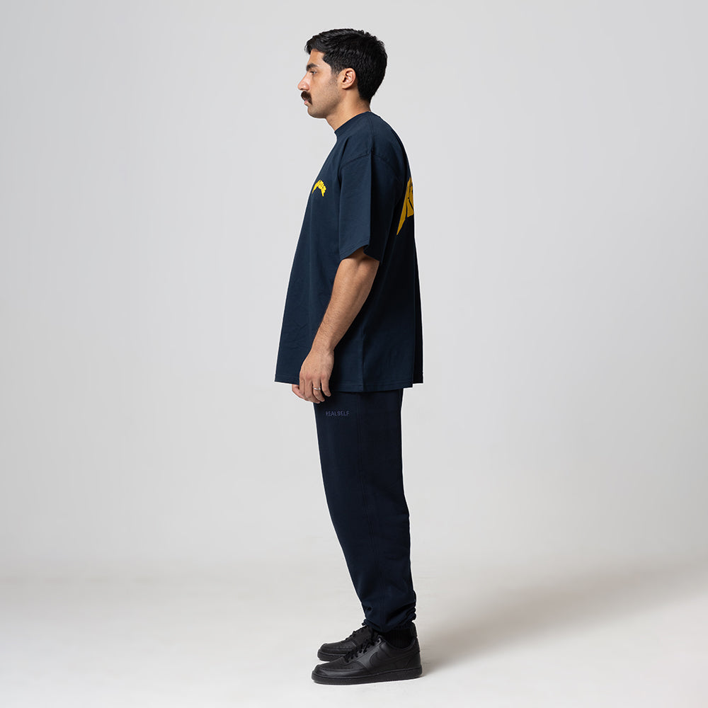 REALSELF LOGO OVERSIZED BLUE -BLACK TSHIRT