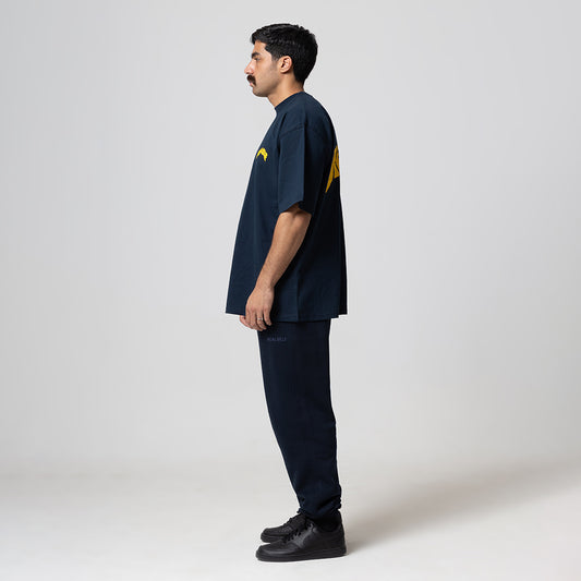 REALSELF LOGO OVERSIZED BLUE -BLACK TSHIRT