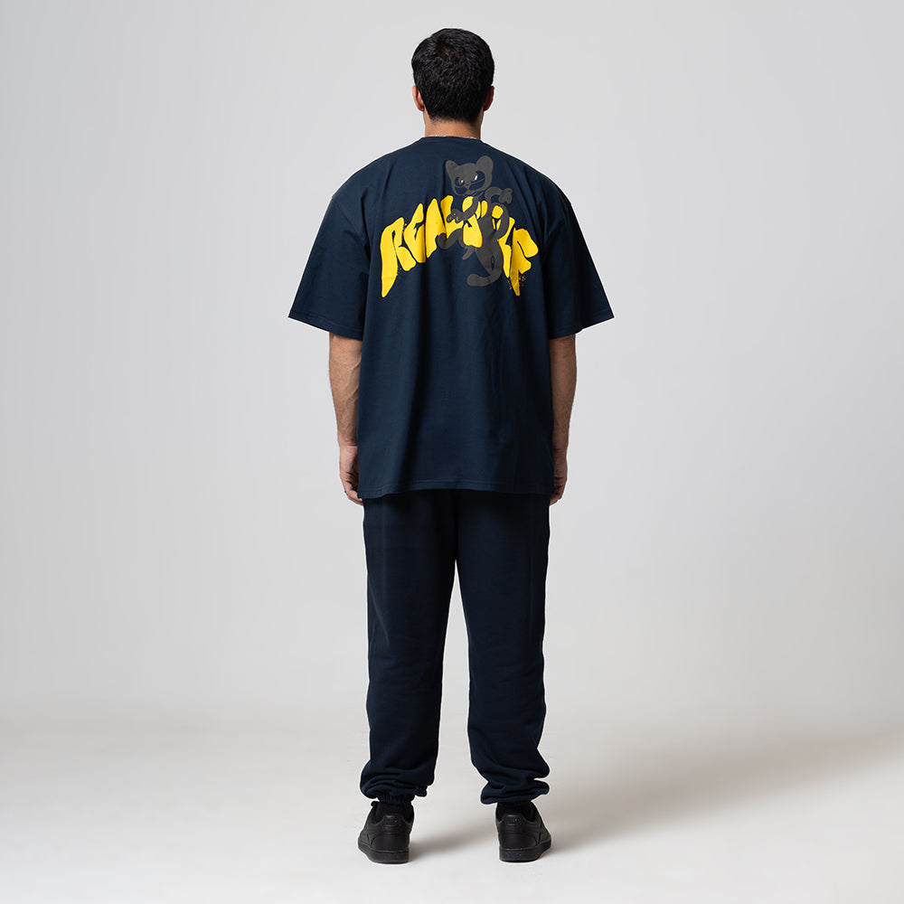 REALSELF LOGO OVERSIZED BLUE -BLACK TSHIRT