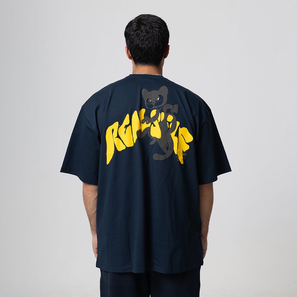 REALSELF LOGO OVERSIZED BLUE -BLACK TSHIRT