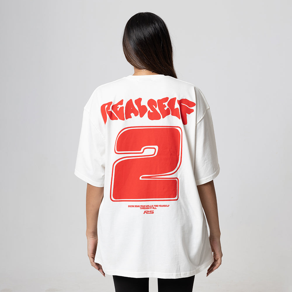 TEAM TWO OVERSIZED LOGO WHITE  WOMEN T-SHIRT