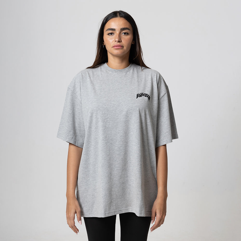 ROUND LOGO OVERSIZED GREY WOMEN T-SHIRT