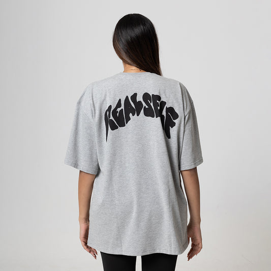 ROUND LOGO OVERSIZED GREY WOMEN T-SHIRT