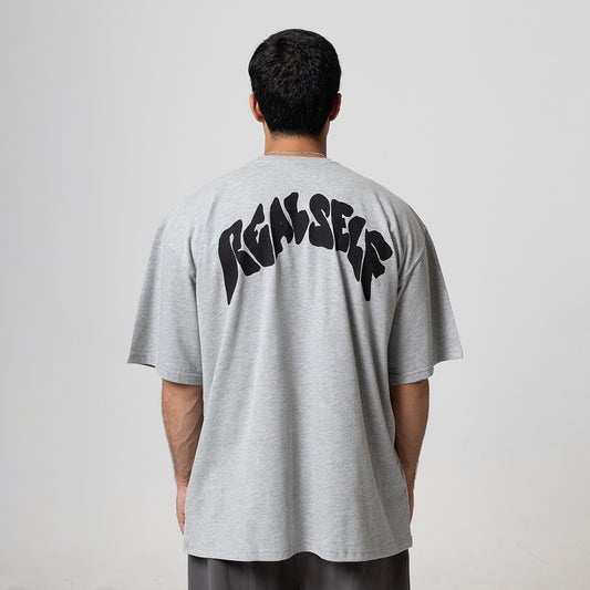 REALSELF LOGO OVERSIZED GREY TSHIRT