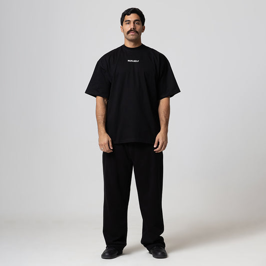 REALSELF LOGO OVERSIZED BLACK T-SHIRTS