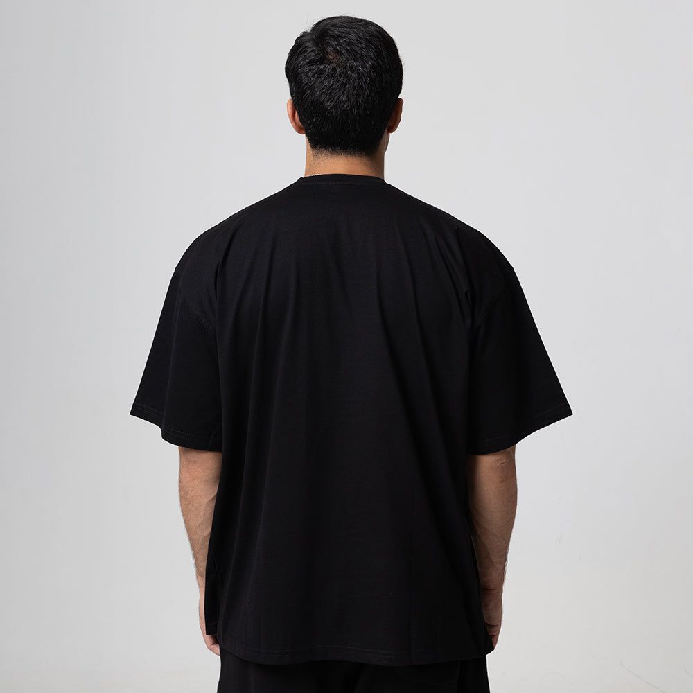 REALSELF LOGO OVERSIZED BLACK T-SHIRTS